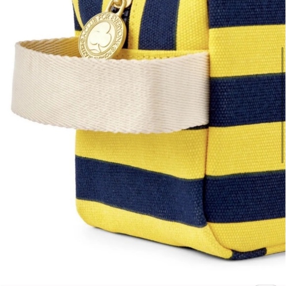 Rowing Blazers Rugby Toiletry BAG blue & yellow stripe canvas with zipper close. - Picture 2 of 3